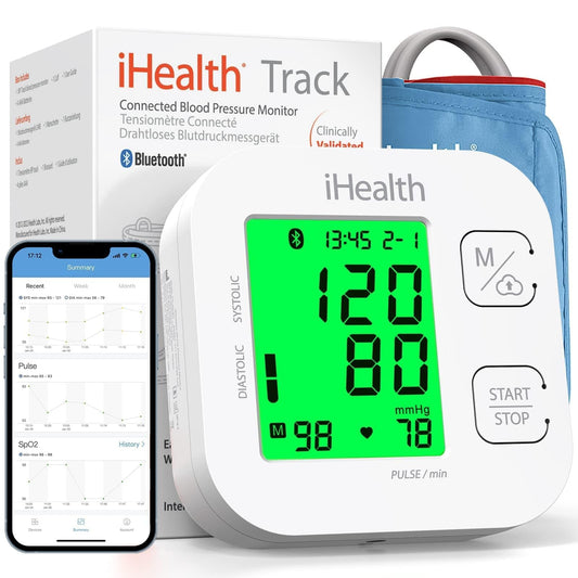 iHealth Track augšdelma asinsspiediena mērītājs - regulējama manšete, Bluetooth saderīgs ar Apple un Android ierīcēm