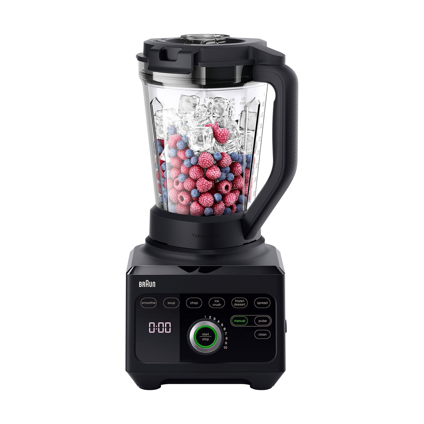 Braun PowerBlend 9 JB9040 - stacionārais blenderis ar stikla krūzi, 18 programmas, 10 ātrumi, 1600 W, melns