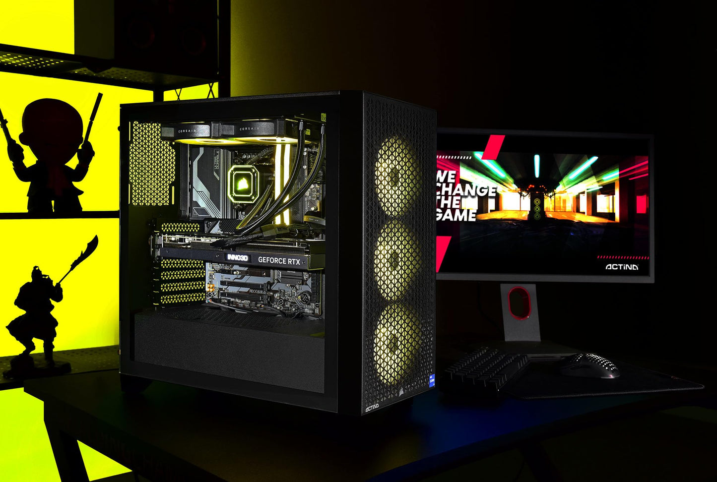 ACTINA ICUE 7800X3D - 32GB RAM, 2TB SSD, RTX 4070 Super, 850W power supply, high-performance gaming PC.