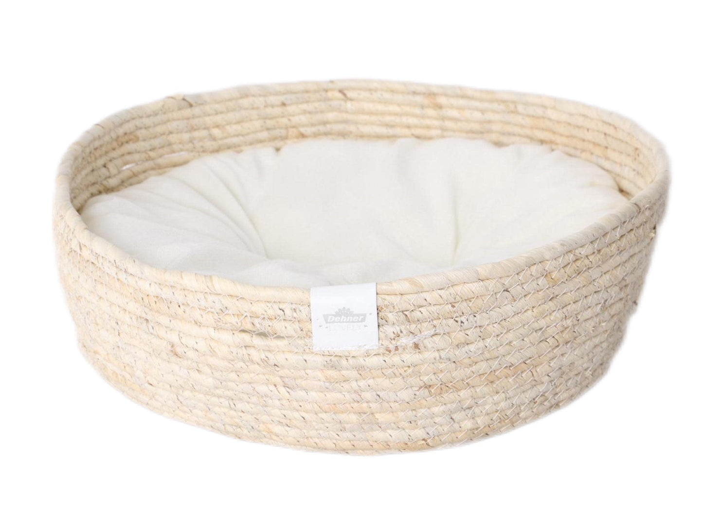 Kaķu gulta Dehner Premium Lovely Guter Schlaf, Ø 38 cm, augstums 13 cm, dabīgs materiāls un plīšs, balta/bēša