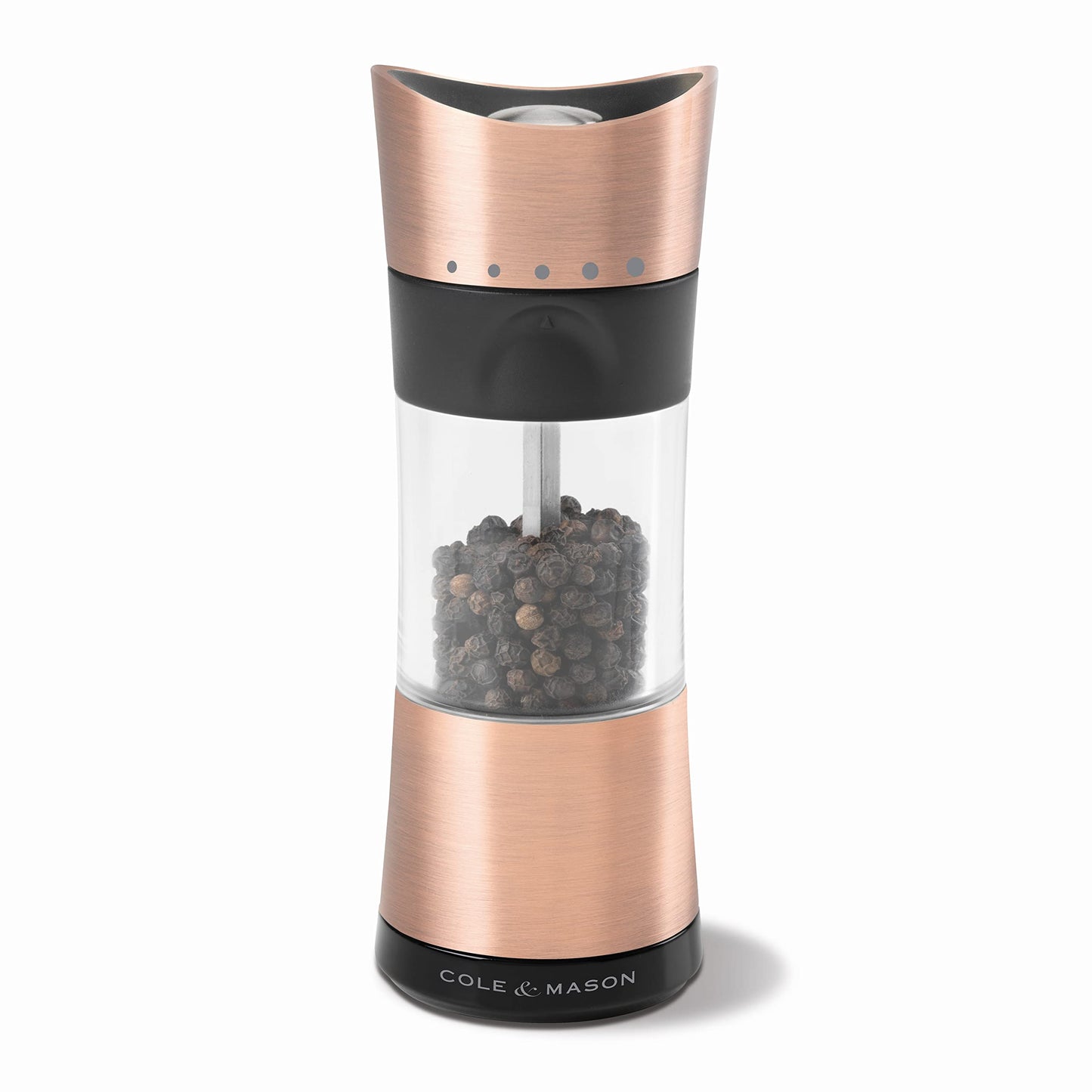 Cole & Mason H306691P Horsham Pepper Mill - Copper and acrylic, 154mm height, Classic Inverta design, includes 1 pepper mill.