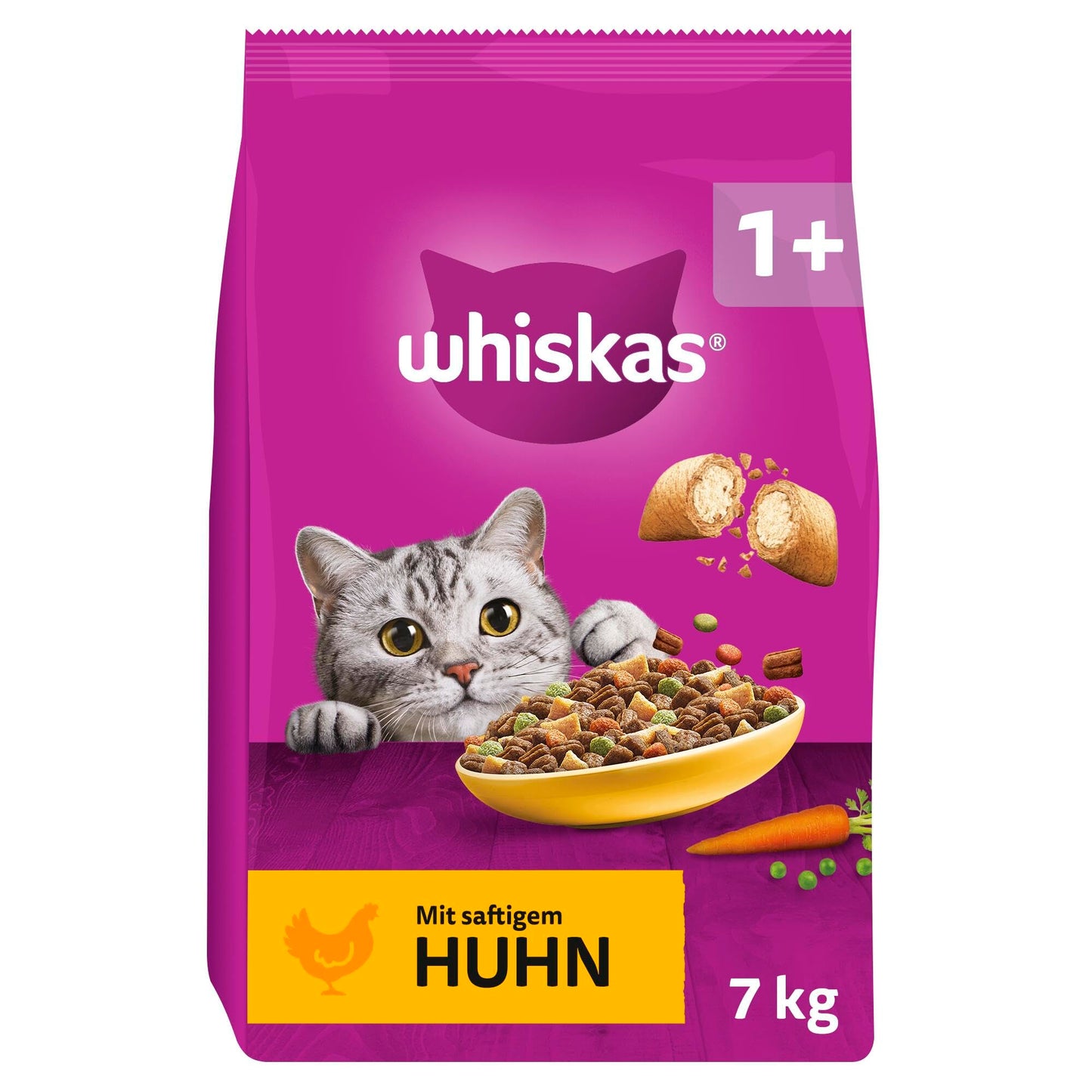 WHISKAS sausā barība pieaugušiem kaķiem 7kg ar vistu