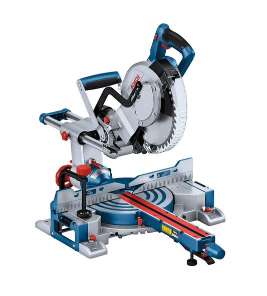 Bosch Professional 18V BITURBO kapu zāģis GCM 18V-254 D - griezumi līdz 90 x 305mm, iekļauts ripzāģa asmens, darba gabalu balsti.