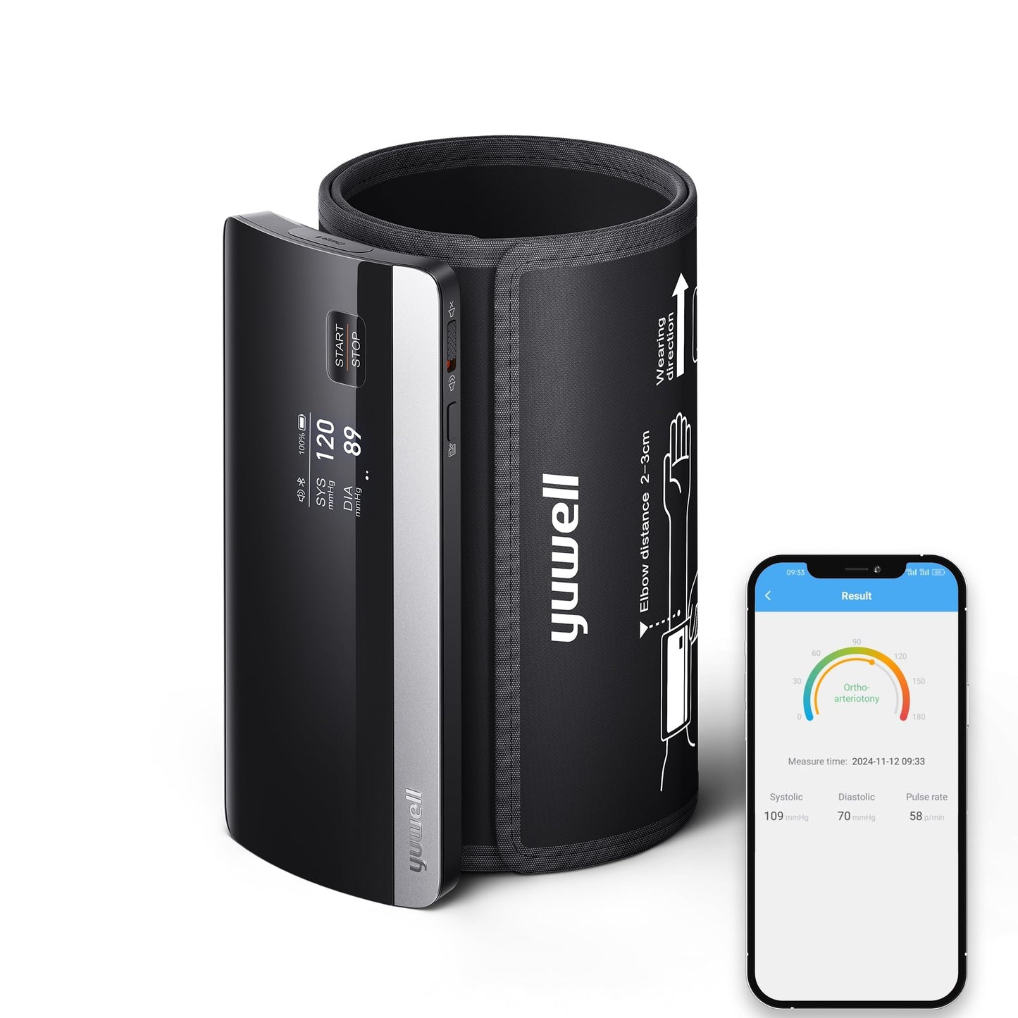 yuwell Smart augšdelma asinsspiediena mērītājs YE630CR - Bluetooth, balss pārraide, uzlādējams, ideāls mājas un āra lietošanai