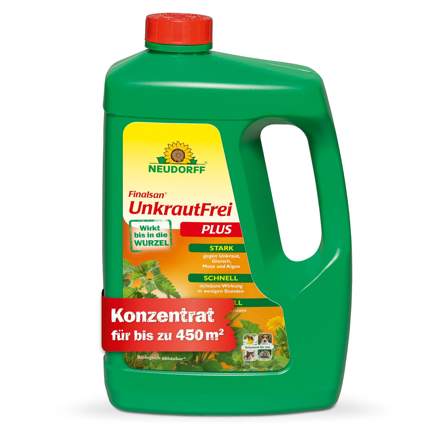 Neudorff Finalsan UnkrautFrei Plus nezāļu iznīcinātājs, spēcīgs, ātri iedarbīgs, iedarbojas līdz saknēm, koncentrāts 450 m², 2,5 Liter
