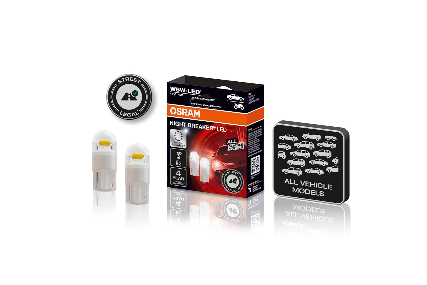 OSRAM NIGHT BREAKER LED W5W, universāla stāvvieta/pozīcijas gaisma/iekštelpu gaisma ar ceļu atļauju, visiem automobiļu modeļiem, 12V