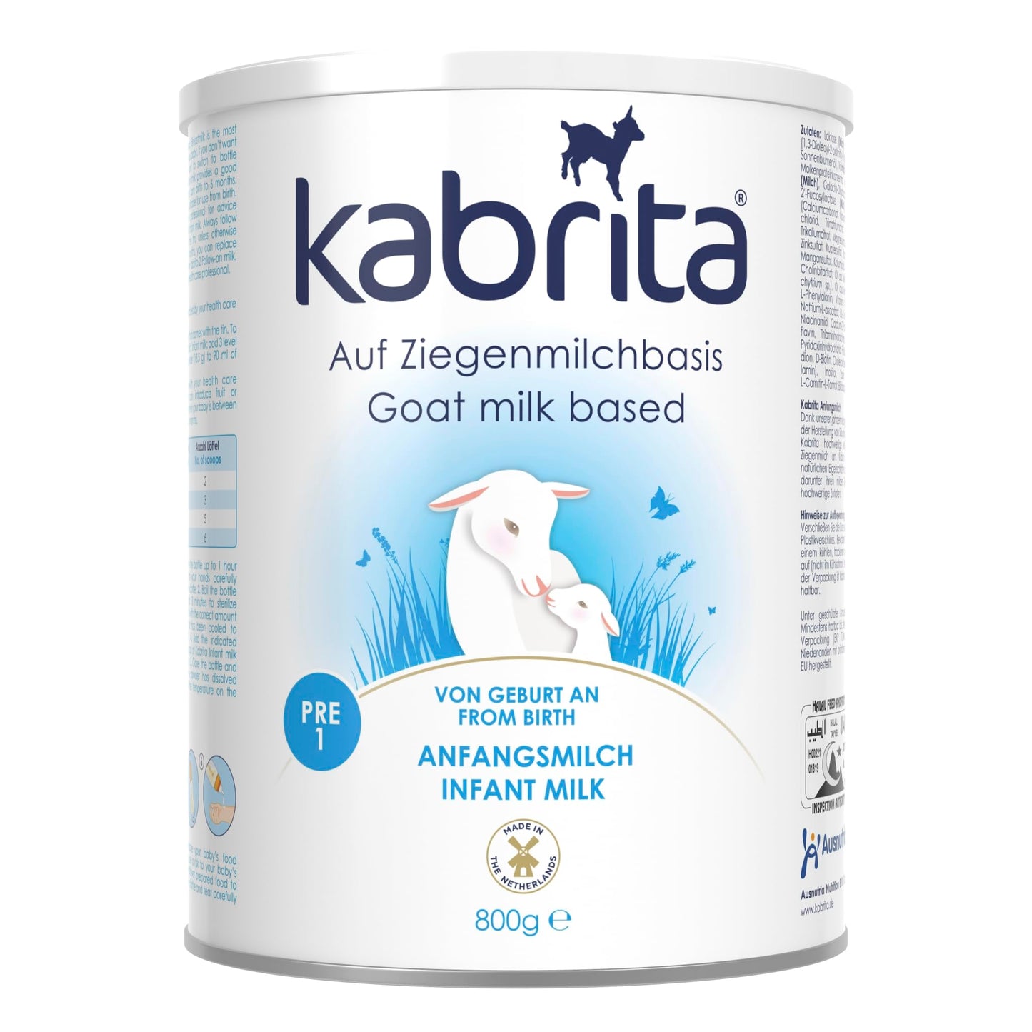 Ziegenmilch sākuma maisījums KABRITA, 0-6 mēneši, 800 g