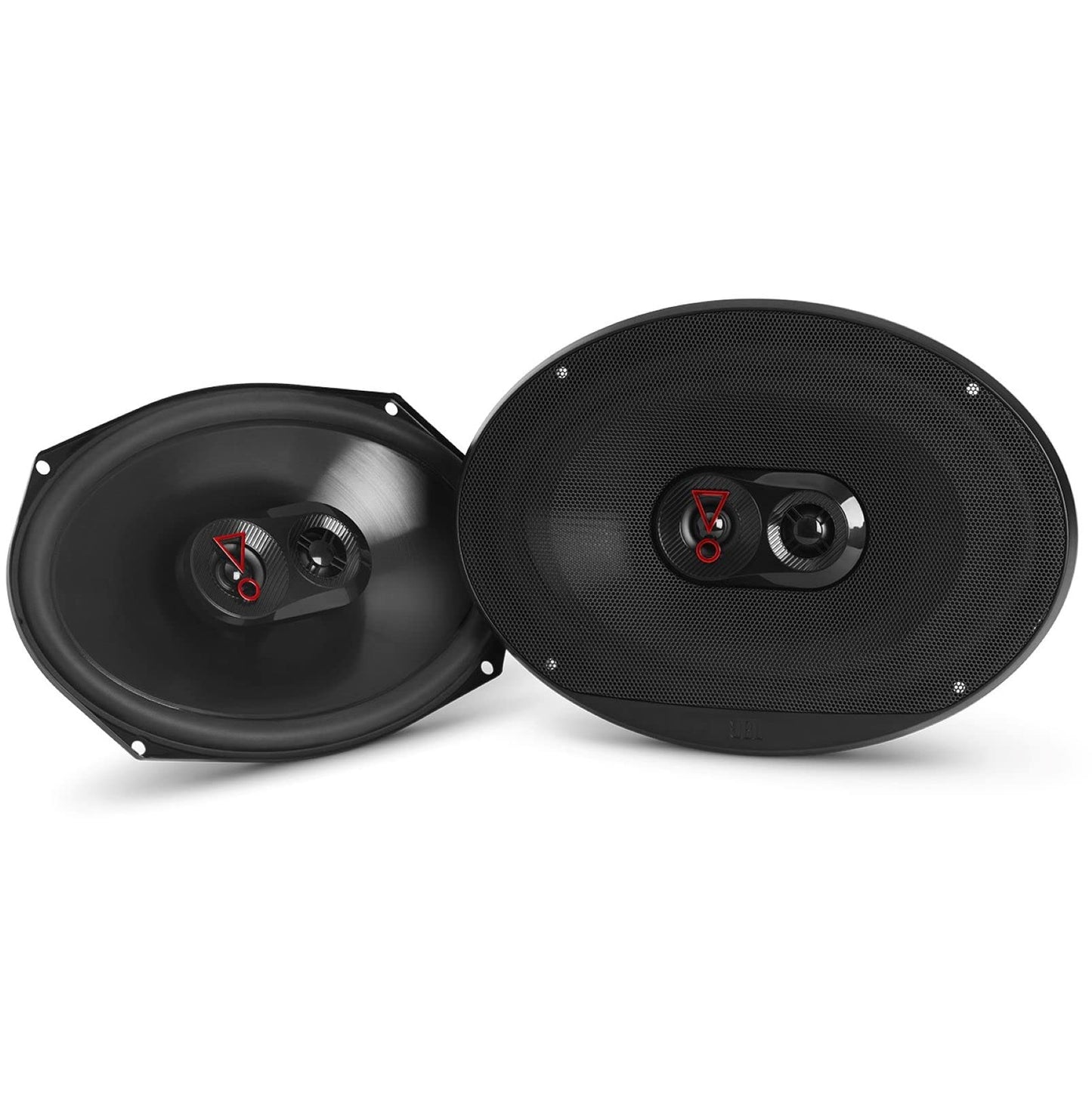 JBL Stage3 9637 3-ceļu auto skaļruņu komplekts no Harman Kardon - 375 vatu KFZ auto kastes - ovālas JBL kastes lielas 6" x 9" (152 mm x 230 mm), melnas