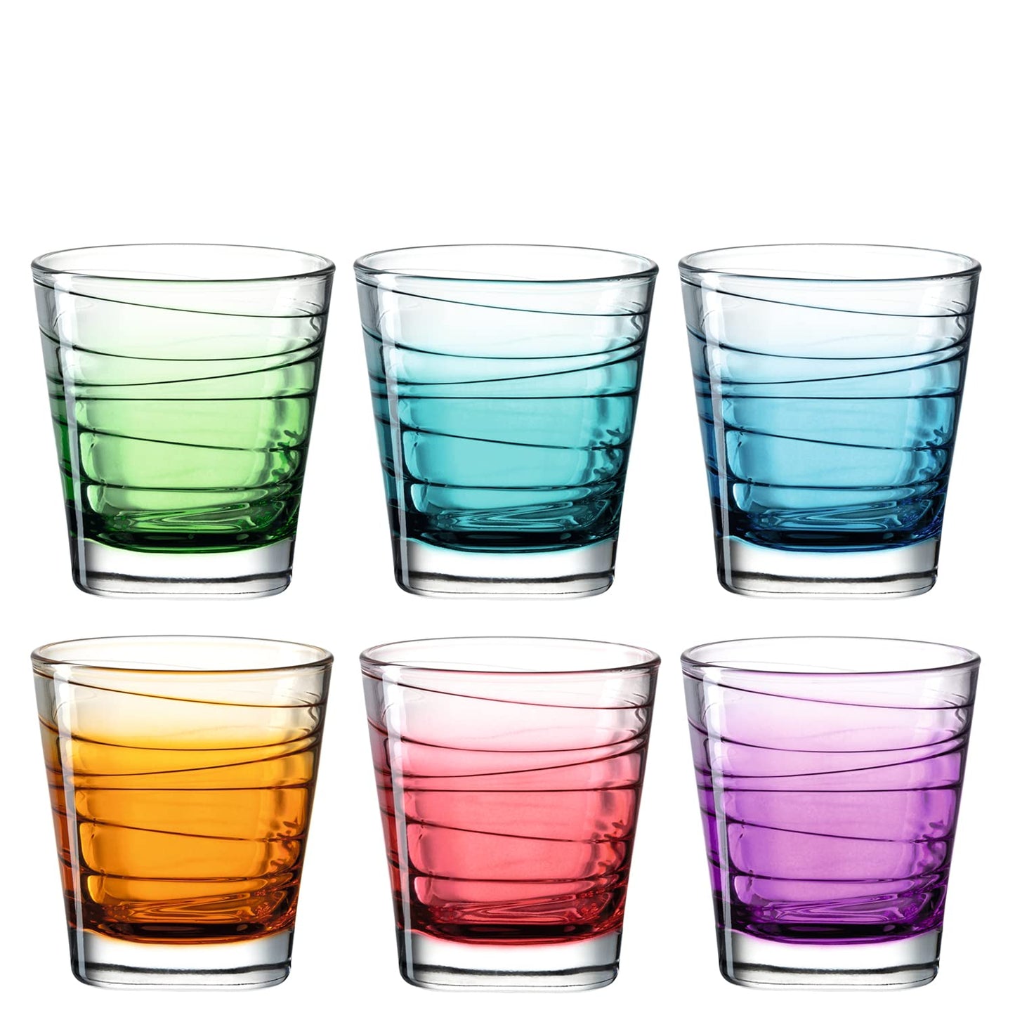 Dzeramās glāzes Leonardo Vario Struttura, 6 gab. komplekts, krāsainas stikla ūdens glāzes, 250 ml, 026844