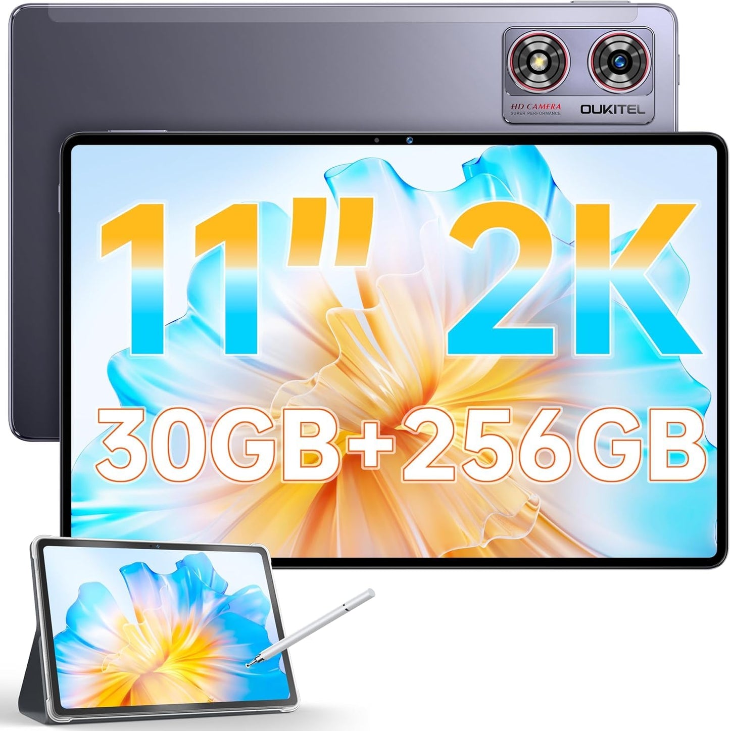 Oukitel OT8 planšetdators - 11" 2K, Android 13, 30GB RAM, 256GB, astoņkodolu T606, 8800mAh, 8MP+13MP AI kamera, 4G LTE.