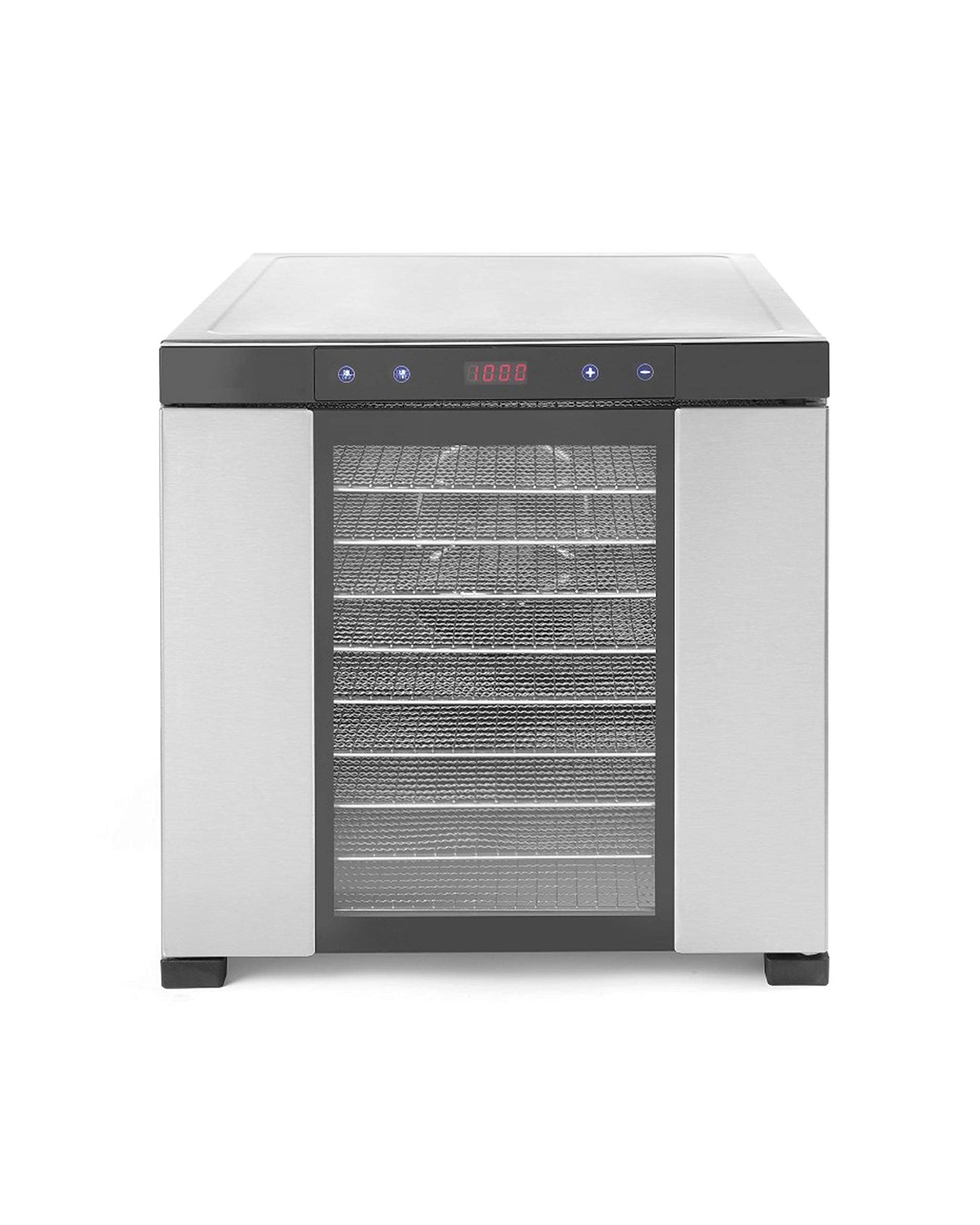 SousVideTools SVT-229026 Dehidratators Hendi ar 10 plauktiem, no nerūsējošā tērauda, displejs ar taimeri un termostata kontroli, industriālais dehidratators, ideāli piemērots augļu un gaļas žāvēšanai.