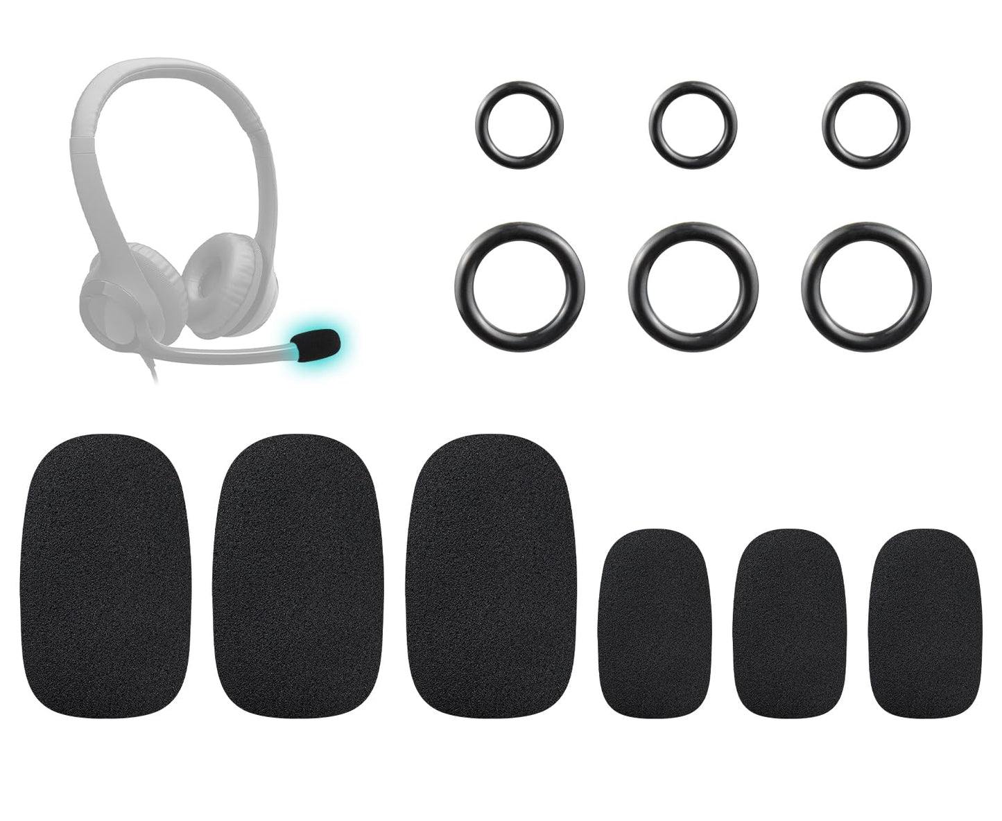 Mikrofona putu vāciņš SOULWIT Logitech austiņām – 3 mazi + 3 lieli
