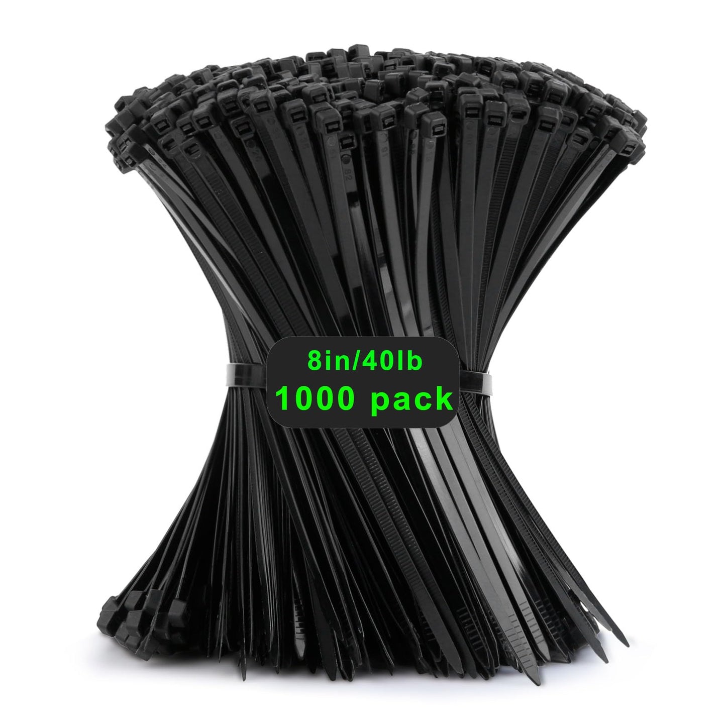 Kabeļu saites melnas 200mm x 3,6mm, 1000 gab., industriālās kabelbinder, UV izturīgas, izturīgas, neilona pašfiksējošas, 18kg, dārzam, mājai, birojam, darbnīcai