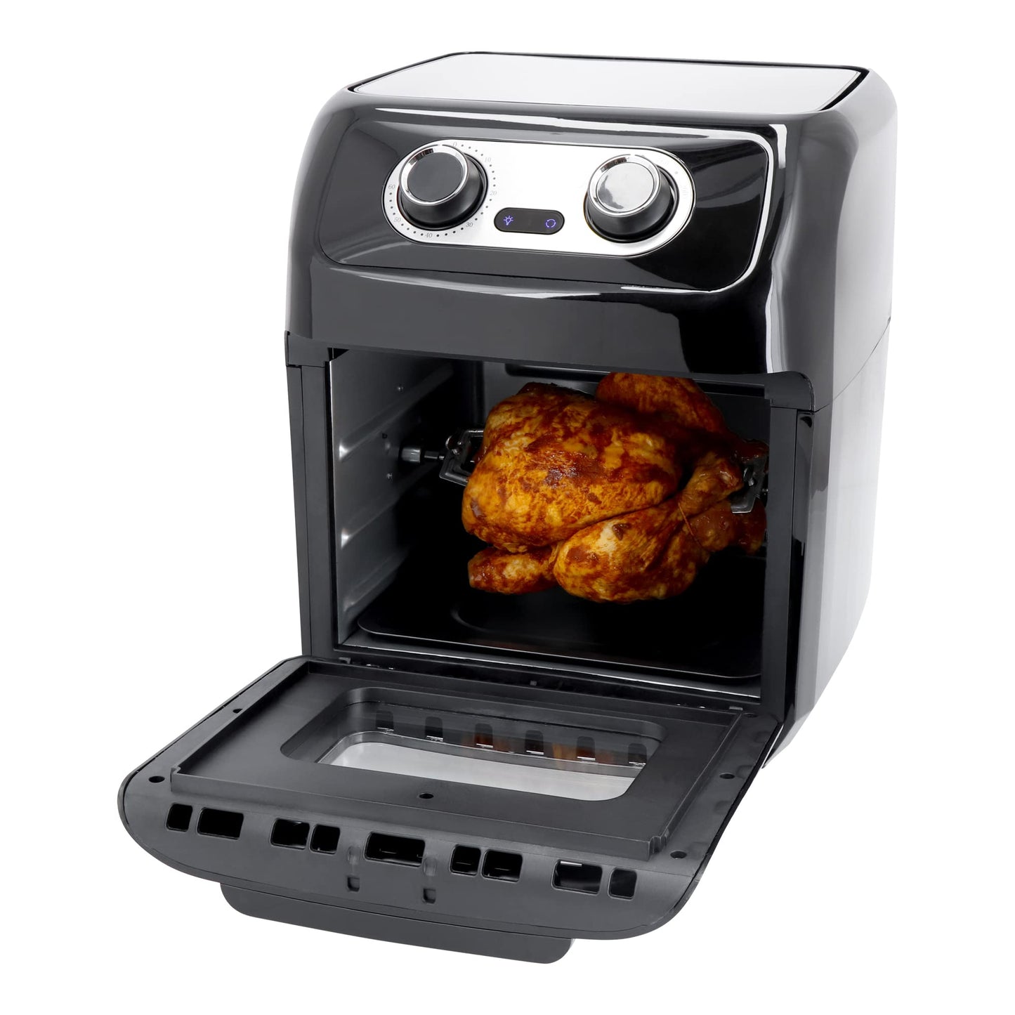 Vienkārši Perfecto karstā gaisa fritēšanas ierīce XXL 12L - 200°C, 12 programmas, 1800W, rotējošs grils, bez eļļas.