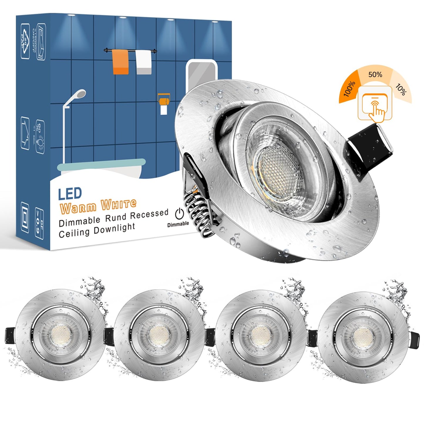 LED iebūvējami prožektori wowatt 5er 7W 3 pakāpēs dimmējami 700LM grozāmi