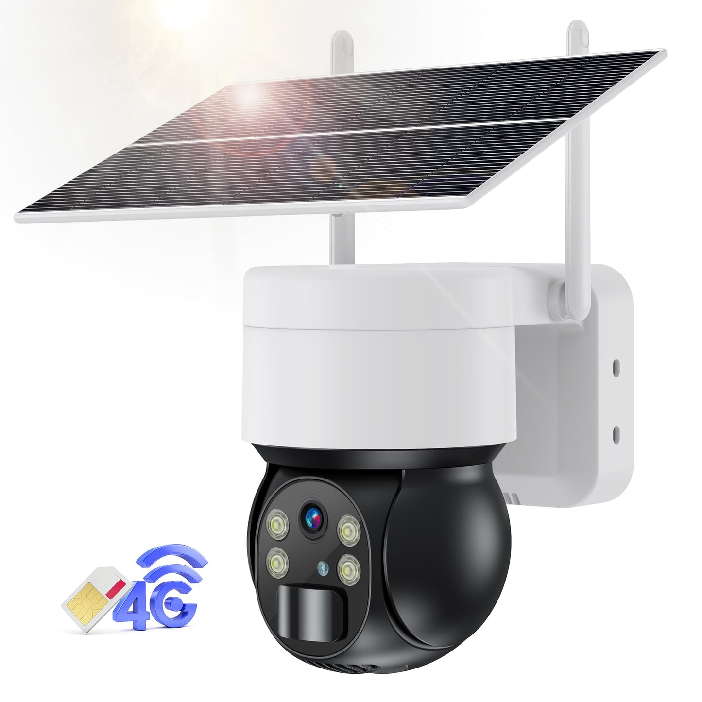 Ankway 3G/4G LTE uzraudzības kamera ar SIM karti, uzraudzības kamera bez WiFi saules PTZ kamera ārā bezvadu ar 2K krāsu nakts redzamību 355°/95° pagriežama PIR noteikšana, divvirzienu audio