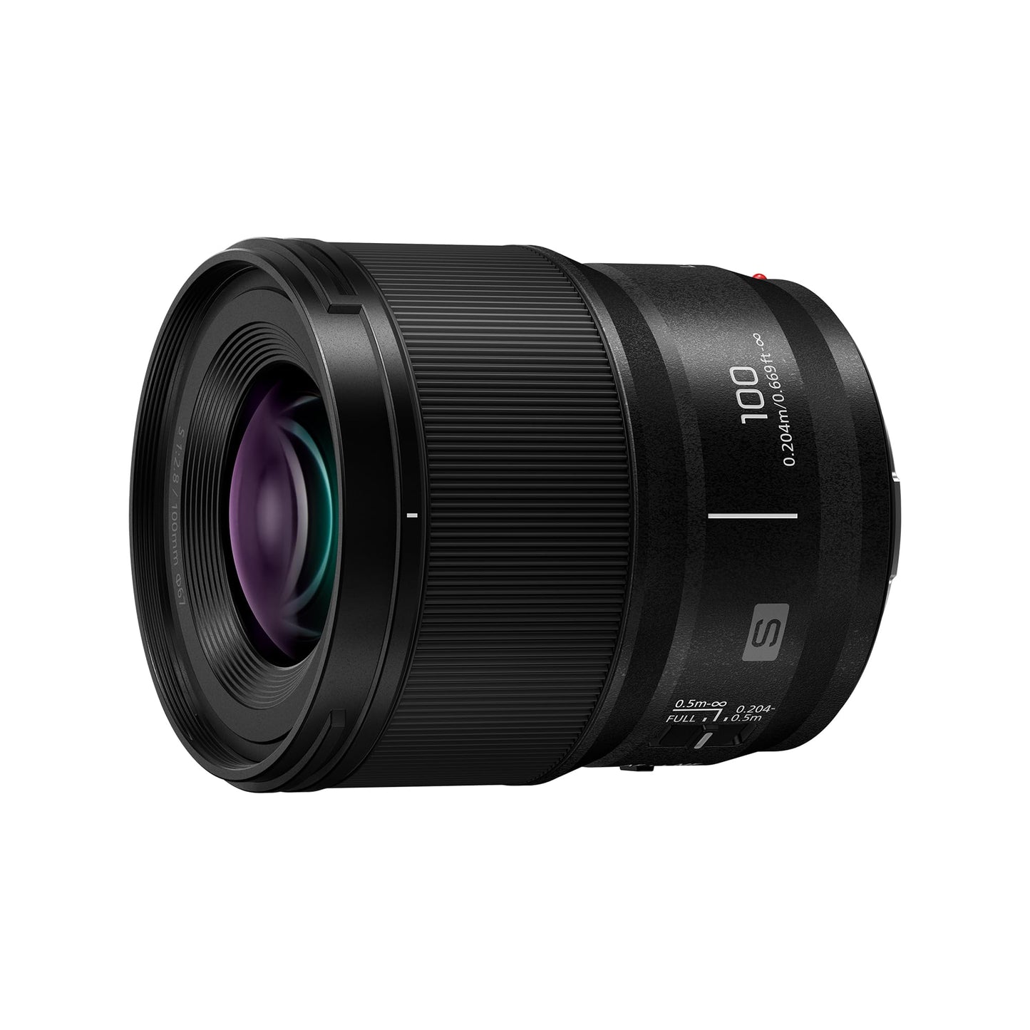 Panasonic Lumix S-E100: 100 mm F2.8 makro objektīvs, pilna formāta kameru objektīvs, kompakts un viegls dizains, 298 g, divfāzu lineārais motors, 1:1 palielinājums, ideāls videomateriāliem, melns