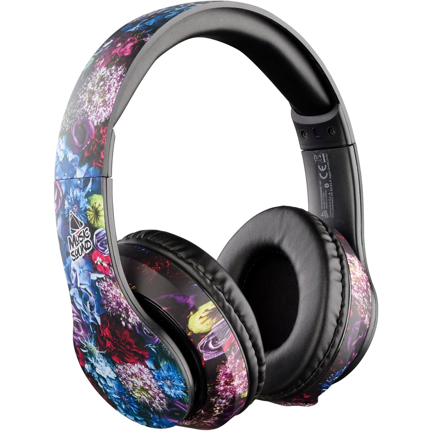 Music Sound Bluetooth austiņas - On-ear, 20h battery, retractable headband, control buttons, Fantasy zieds design