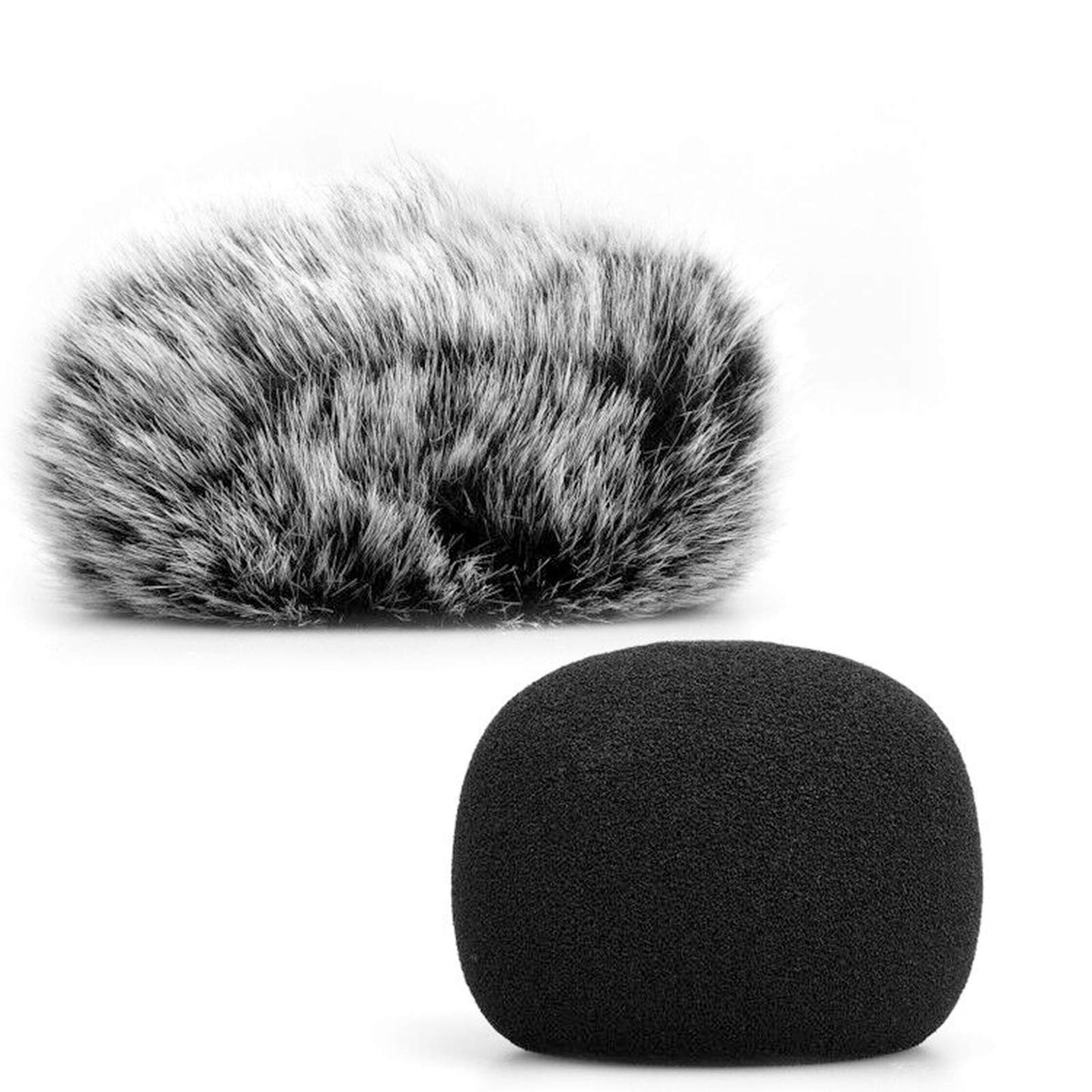 Mikrofona vēja aizsargs ChromLives, kažokādas vēja aizsargs + sūklīša mikrofona vēja aizsarga pārsegs, saderīgs ar Zoom H1 H1n Apogee Mic un citiem, Furry & Foam 2Pack