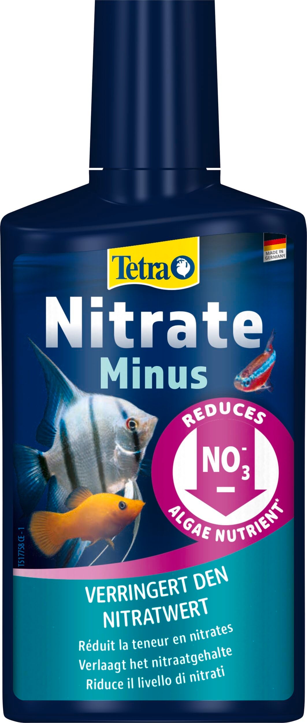 Nitrātu samazinātājs Tetra NitrateMinus, mērķtiecīgai nitrātu līmeņa pazemināšanai un aļģu kontrolei bez biocīdiem, 250 ml pudele