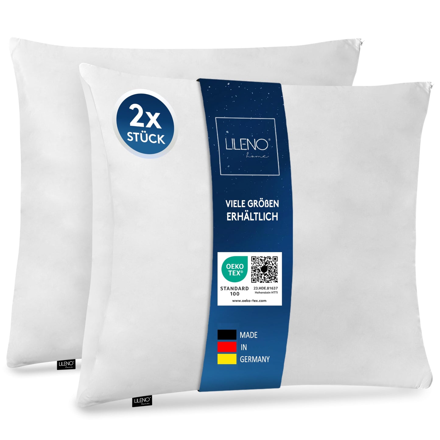 LILENO HOME mikrošķiedras spilvens 80x80 cm, 850g pildījums, 2 gab. komplekts, mazgājams līdz 95° C