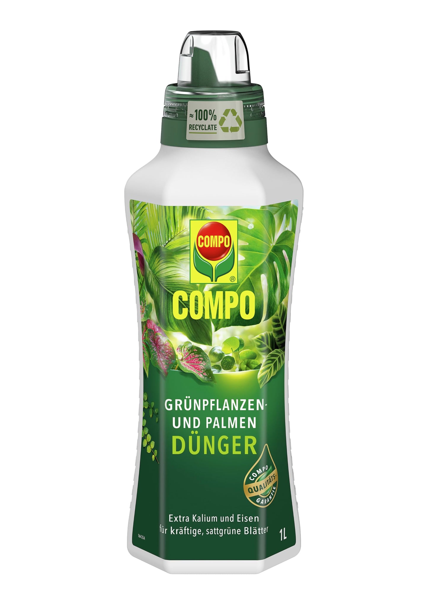 COMPO zaļo augu un palmu mēslojums, šķidrais mēslojums telpaugiem, balkona un terases augiem, 1 litrs