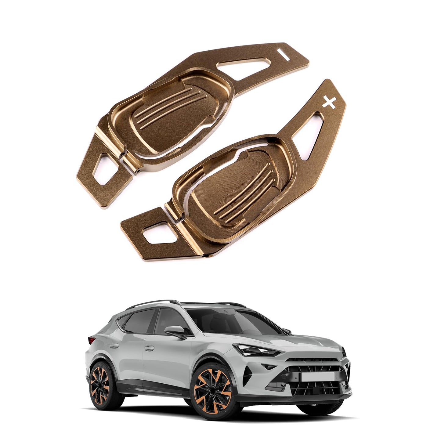 Alumīnija pārnesumu pārslēgšanas lāpstiņu pagarinājumi KUNGKIC Seat Cupra Leon, Ateca, Formentor 2021 2022 2023 2024 2025, brūni, 2 gab.