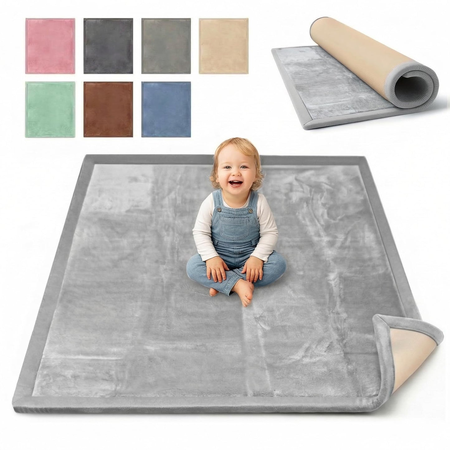 Bērnu rāpošanas paklājs BabybeFun, 120 x 170 cm, 3 cm biezs, mīksts un silts, neslīdošs putu paklājs mazuļiem