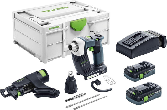Festool DWC 18-2500 HPC 4,0 I-Plus - akumulatora skrūvgriezis ar ātrās uzlādes ierīci, dziļuma ierobežotāju, magnētisko bitu turētāju.