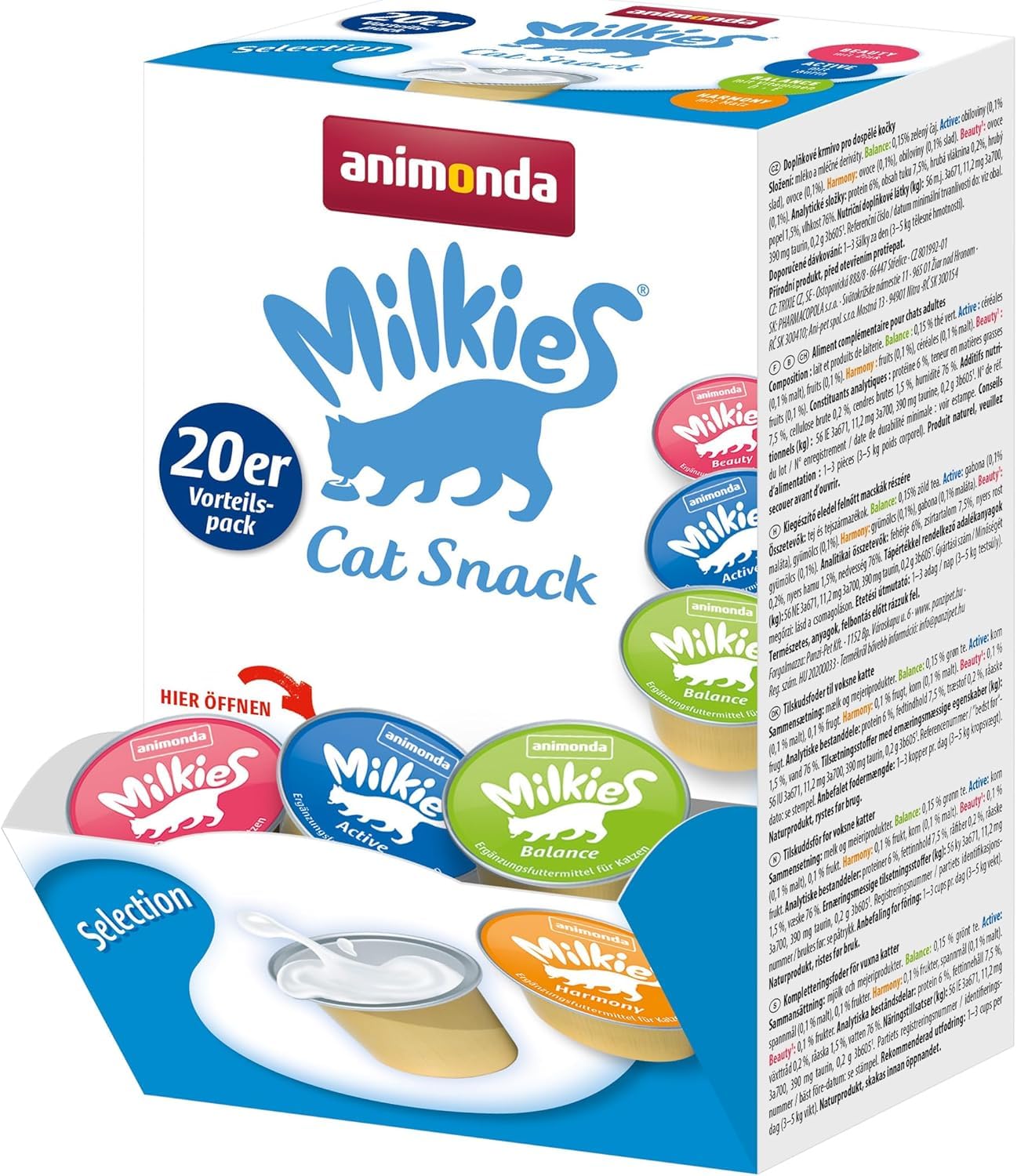 Kaķu uzkoda animonda Milkies Katzensnack Cups Selection Mixpack, 20 x 15 g