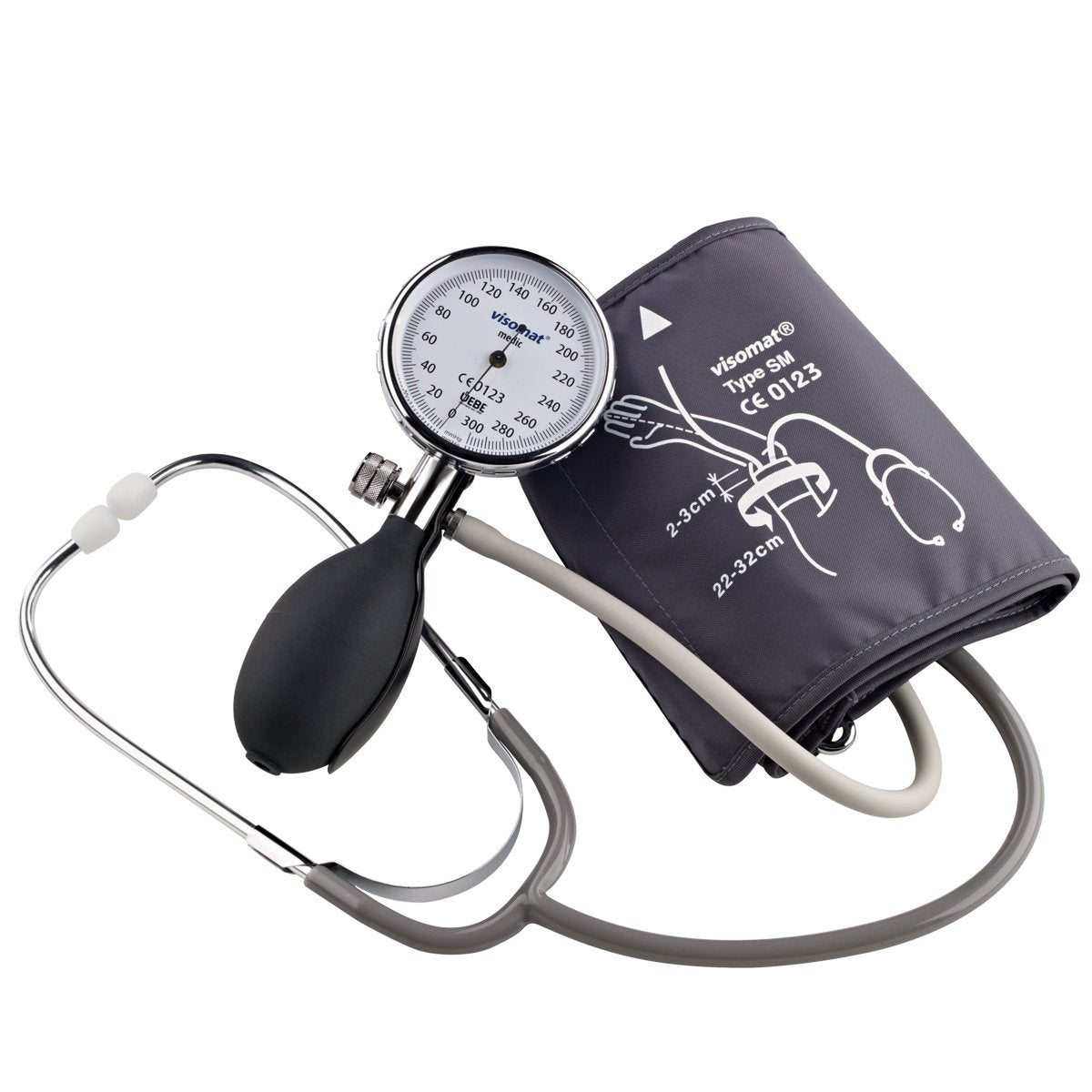 Visomat medic home - Standarta asinsspiediena mērītājs ar stetoskopu, 22-32 cm, dažādi izmēri, precīza mērīšana.