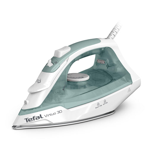 Tefal Virtuo 30 Steam Iron - 2000W, 27g/min steam output, 120g/min steam boost, quick 30s heat-up, vertical steam, drip stop.