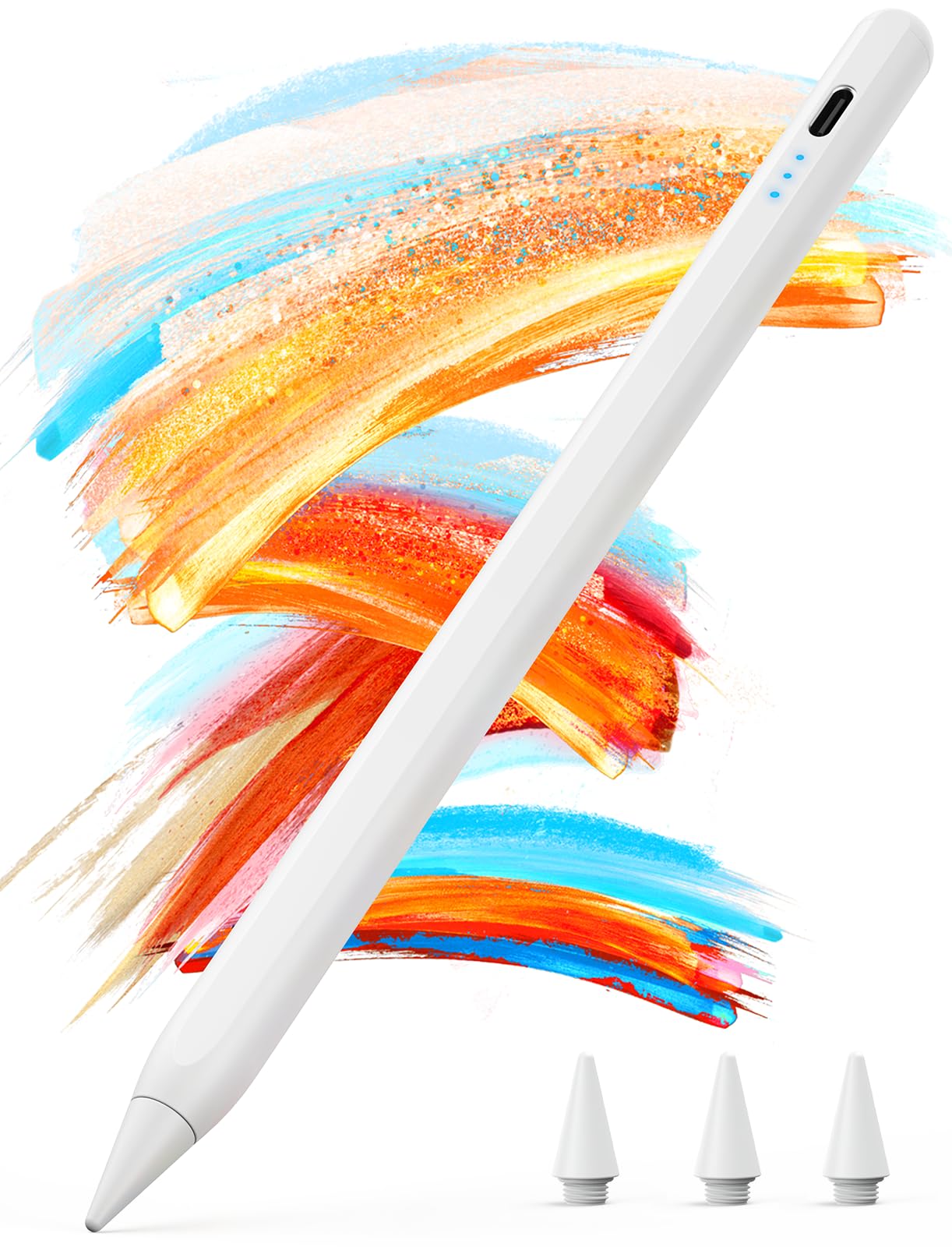 Apple iPad stils Kingone, saderīgs ar iPad 6–11th, Pro, Air, Mini 7/6/5th, magnētisks, baltā krāsā