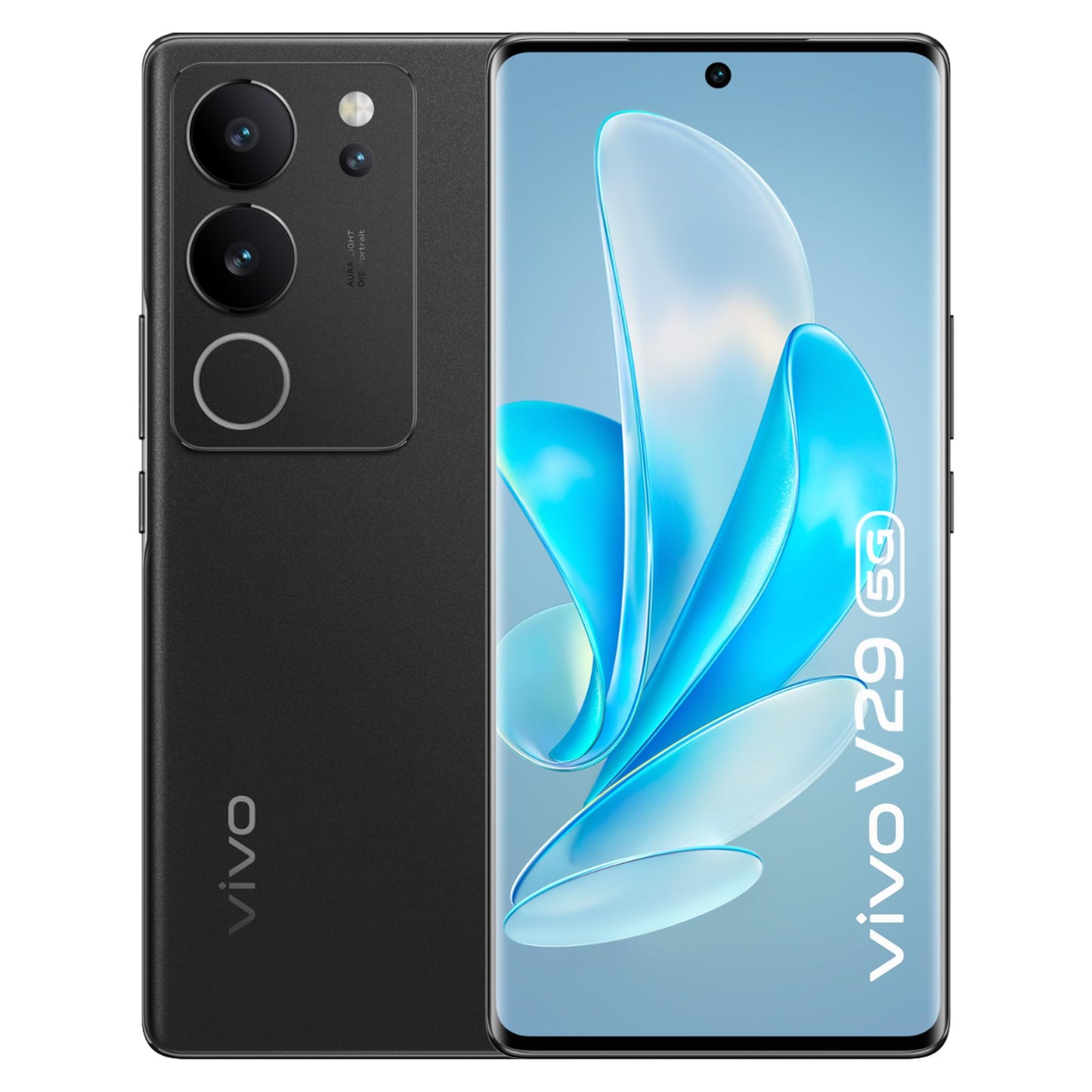 VIVO V29 5G - 120 Hz AMOLED 6.78" display, 8 GB RAM, 256 GB storage, 50 MP OIS camera, 80 W fast charging, black