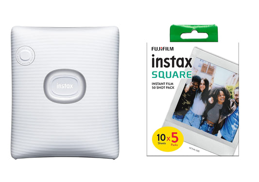 instax Square Link viedtālruņa printeris, pelēkbalts Square filma, 5 gabalu iepakojums (5x10 uzņemšanas)
