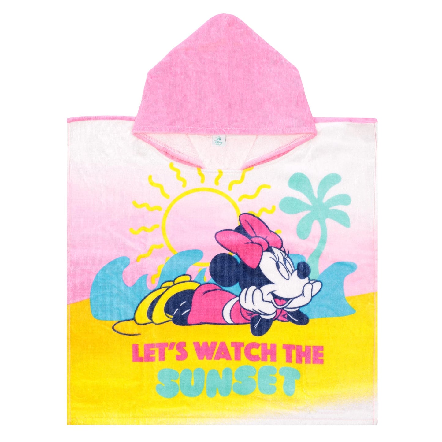 Bērnu pončo dvielis Ellepi Disney ar kapuci, kokvilnas frotē, universāls izmērs, Minnie Sunset