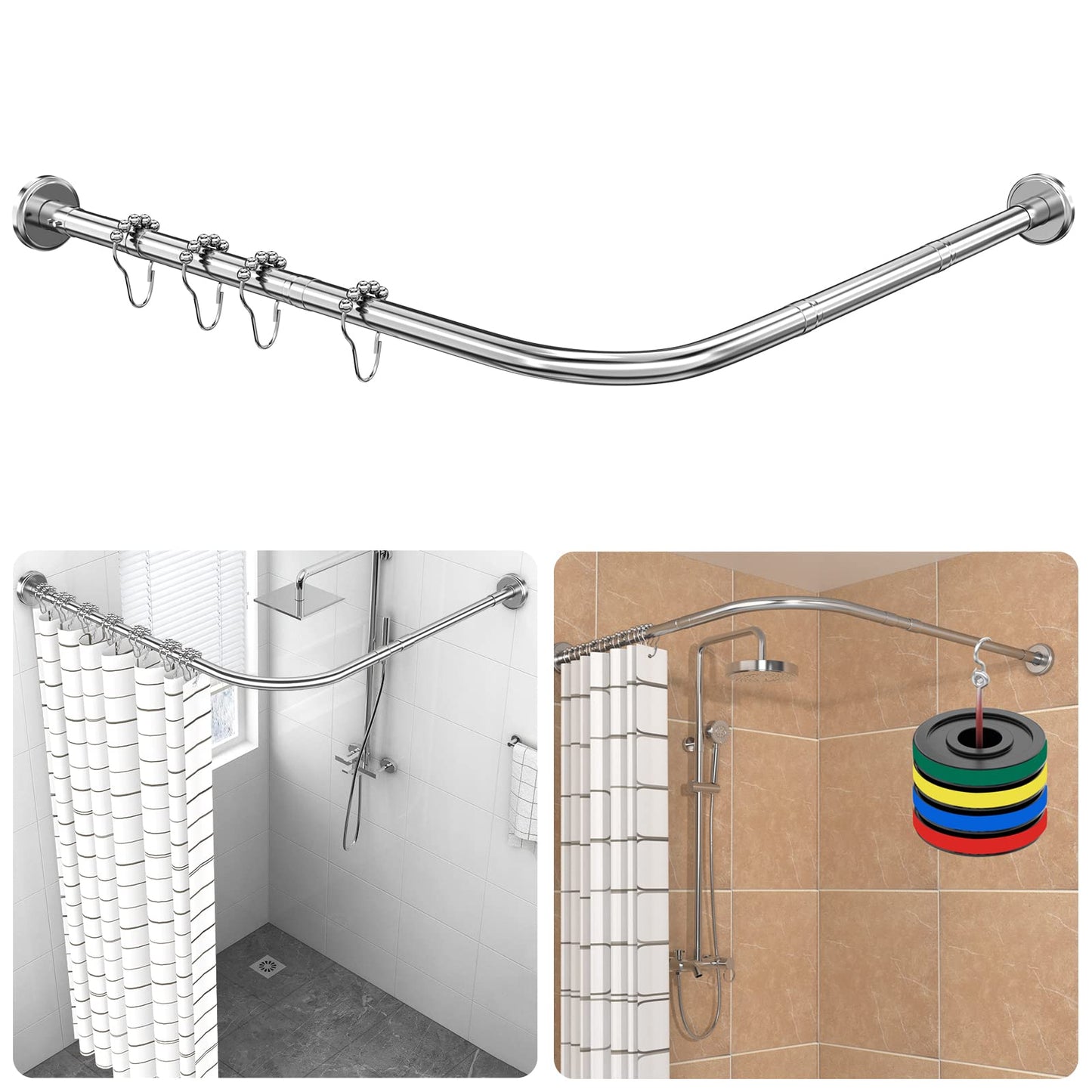 L formas regulējama dušas aizkara stanga 70–100 × 70–100 cm, 304 nerūsējošais tērauds