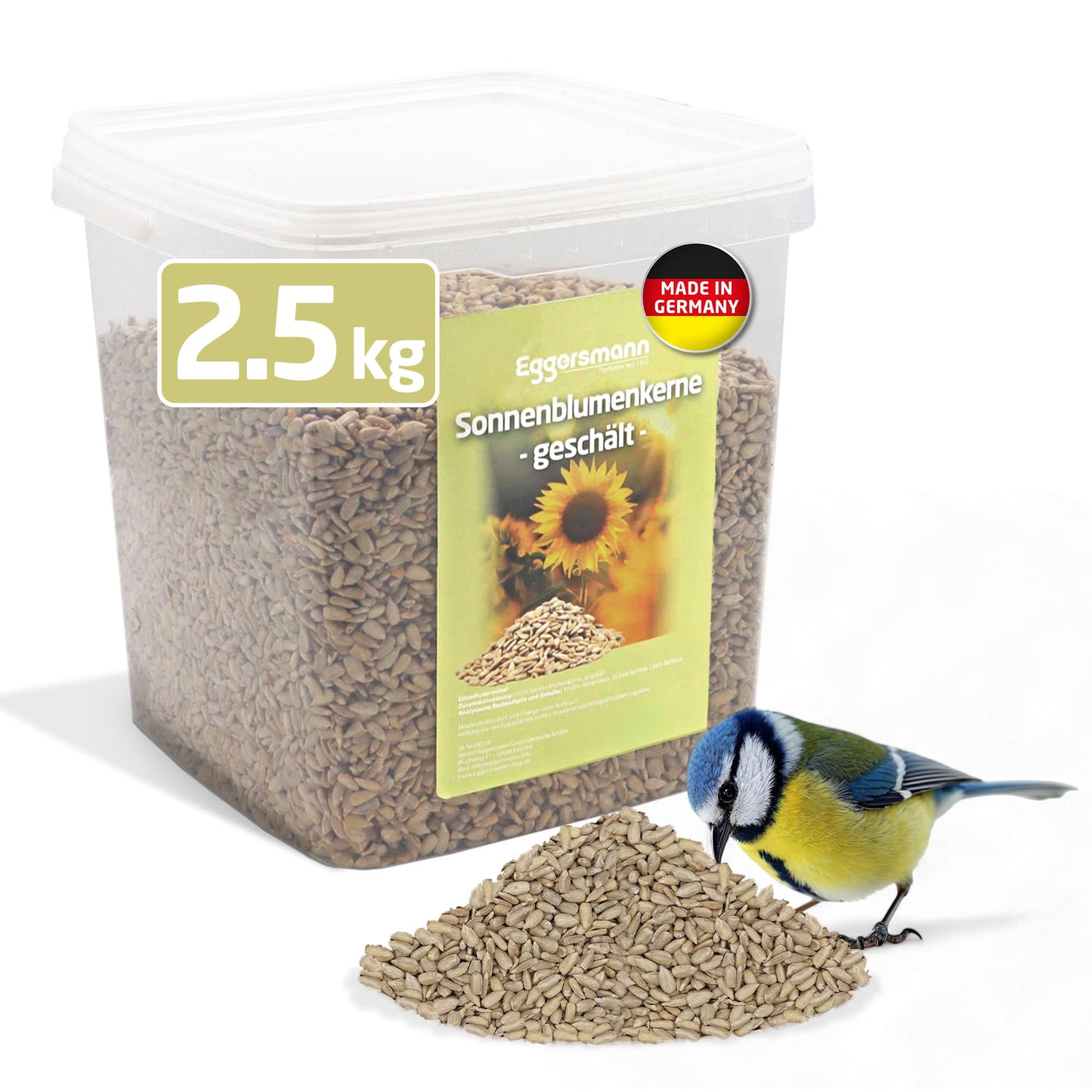 Saulespuķu sēklas putnu barībai Eggersmann volaris, lobītas, 2,5 kg