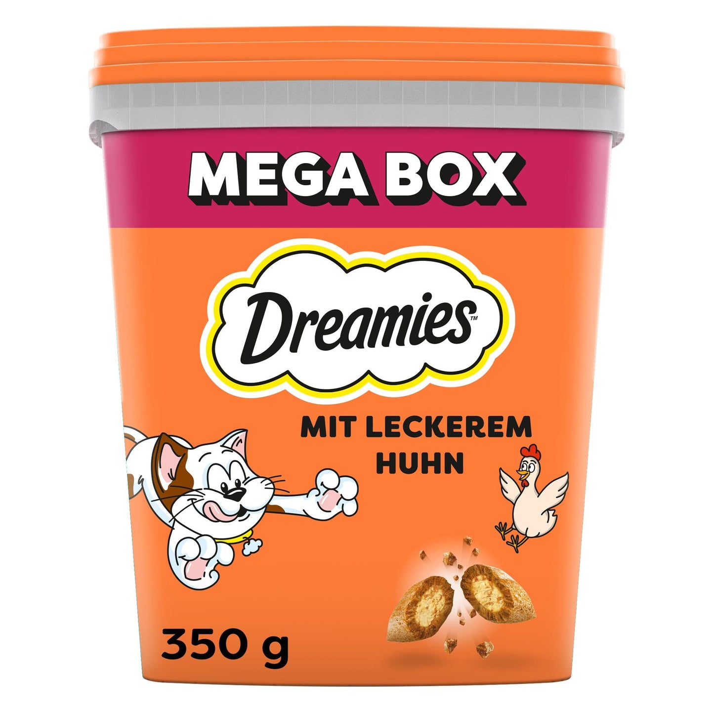 Dreamies kaķu našķi ar vistas garšu, 2x350 g – ārpusē kraukšķīgi un iekšpusē krēmīgi kaķu gardumi