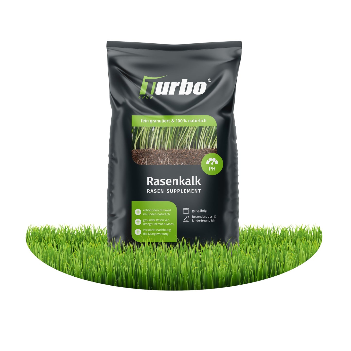 turbogrün® zāliena kaļķis un dārza kaļķis 18 kg 180 m² zālienam