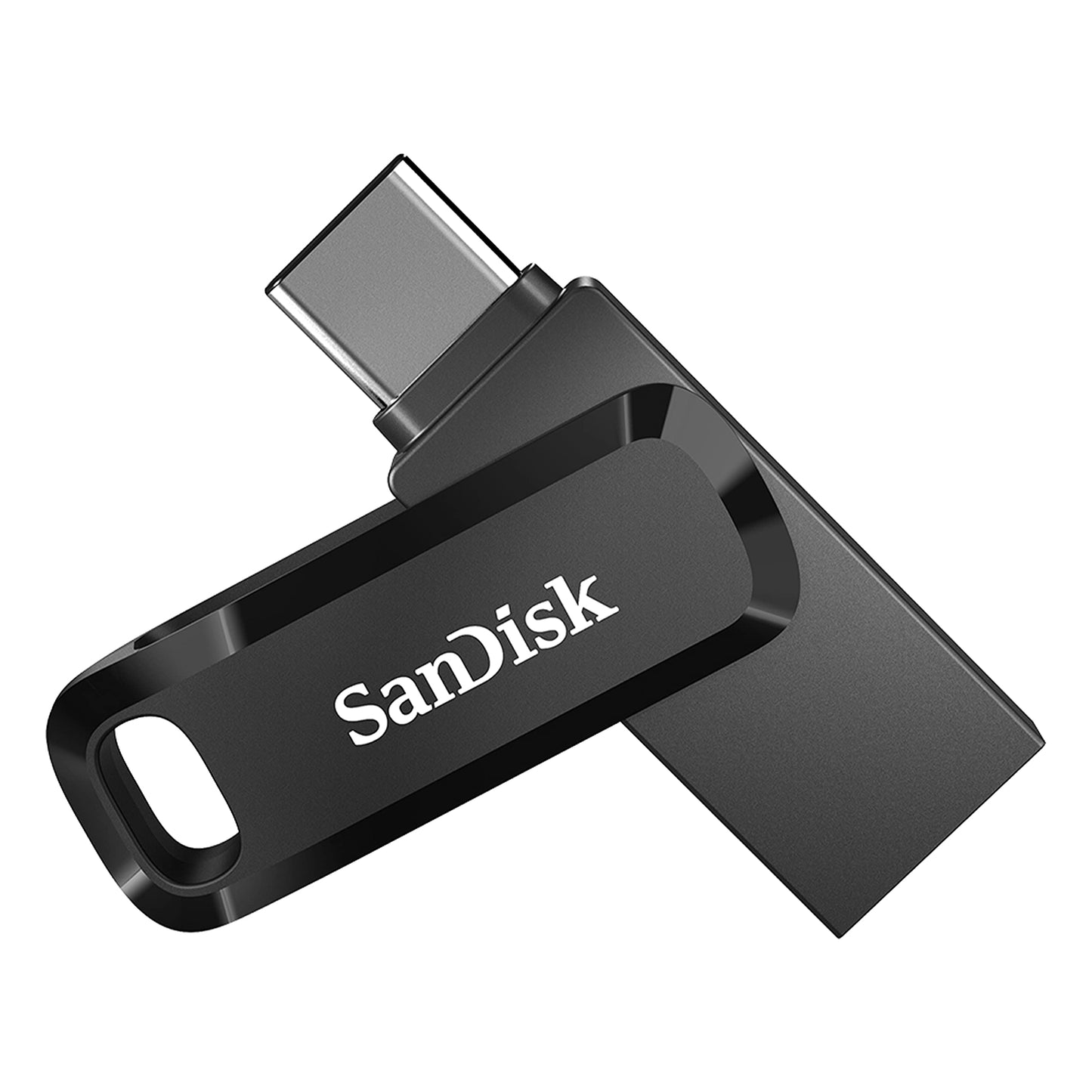 USB zibatmiņa SANDISK Ultra Dual Drive Go USB Type-C & Type A, 128 GB, Android viedtālruņa atmiņa, USB Type-C & Type-A savienojums, 400 MB/s lasīšanas ātrums, iespējams izmantot kā atslēgu piekariņu, melna