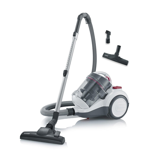 SEVERIN bezmaisu ciklona putekļsūcējs - 800 W, nemainīga sūkšanas jauda, 9 m darbības rādiuss, 2,1 L tilpums, balts-sarkans-antracīts