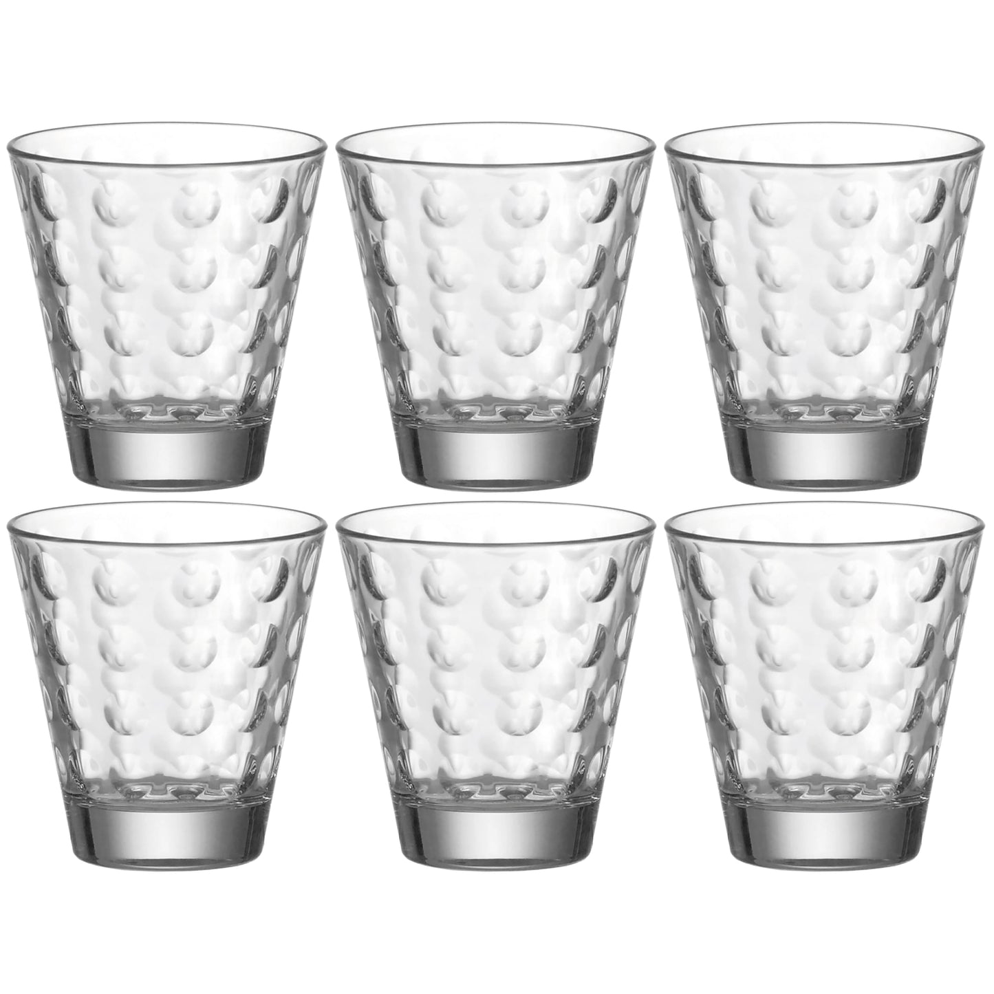 Dzeramās glāzes Leonardo Optic, 6 gab., 215 ml, sulas un ūdens glāzes ar rakstu, piemērotas trauku mazgājamai mašīnai, 012683