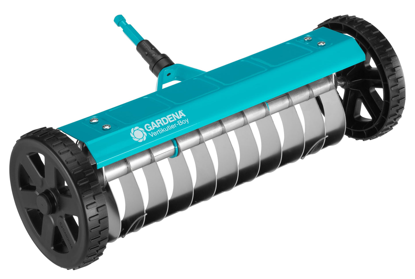 Gardena combisystem-vertikulators: vertikulators sūnu, nezāļu un zāliena filca noņemšanai, 32 cm darba platums, ar izturīgiem riteņiem un pacelšanas asi vieglākam darbam (3395-88)