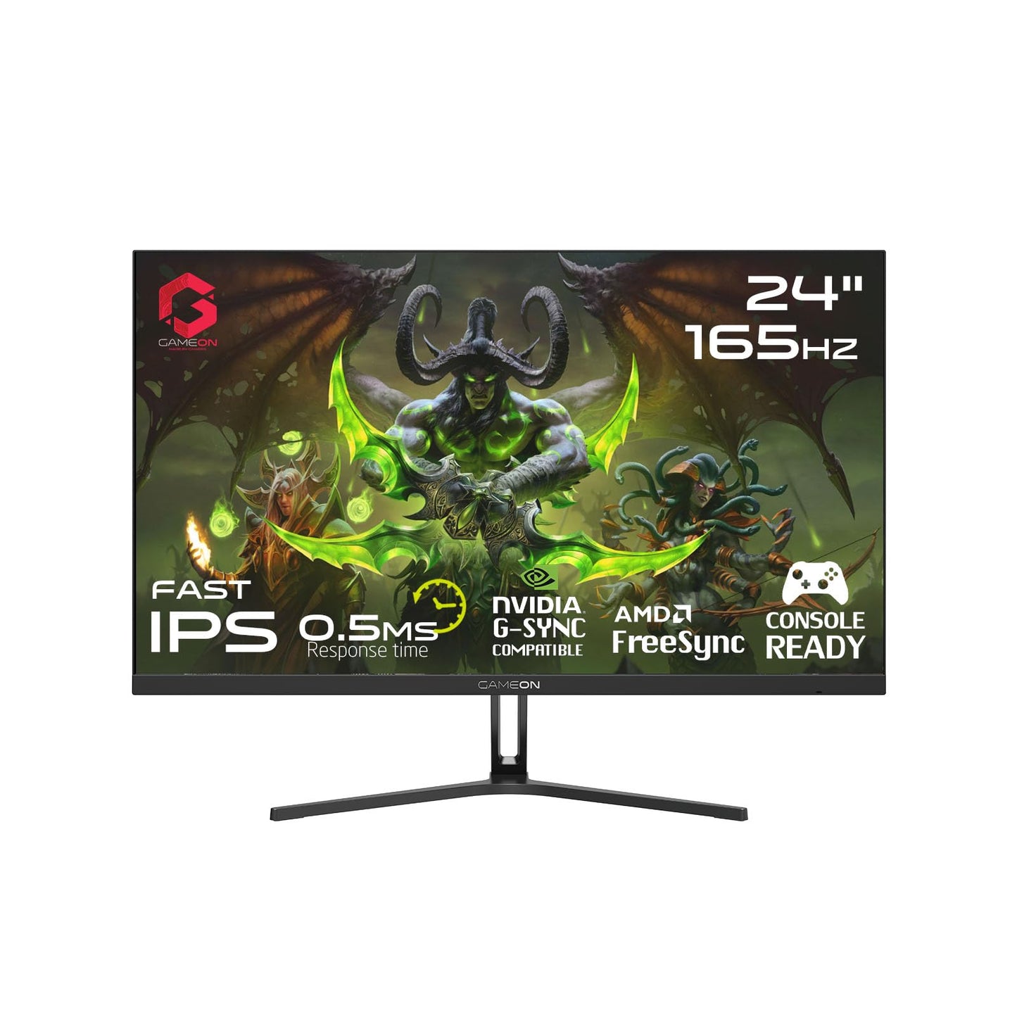 GAMEON 24 collu FHD Monitor - 165Hz, 1ms response, Gsync, Free Sync, IPS display, black.