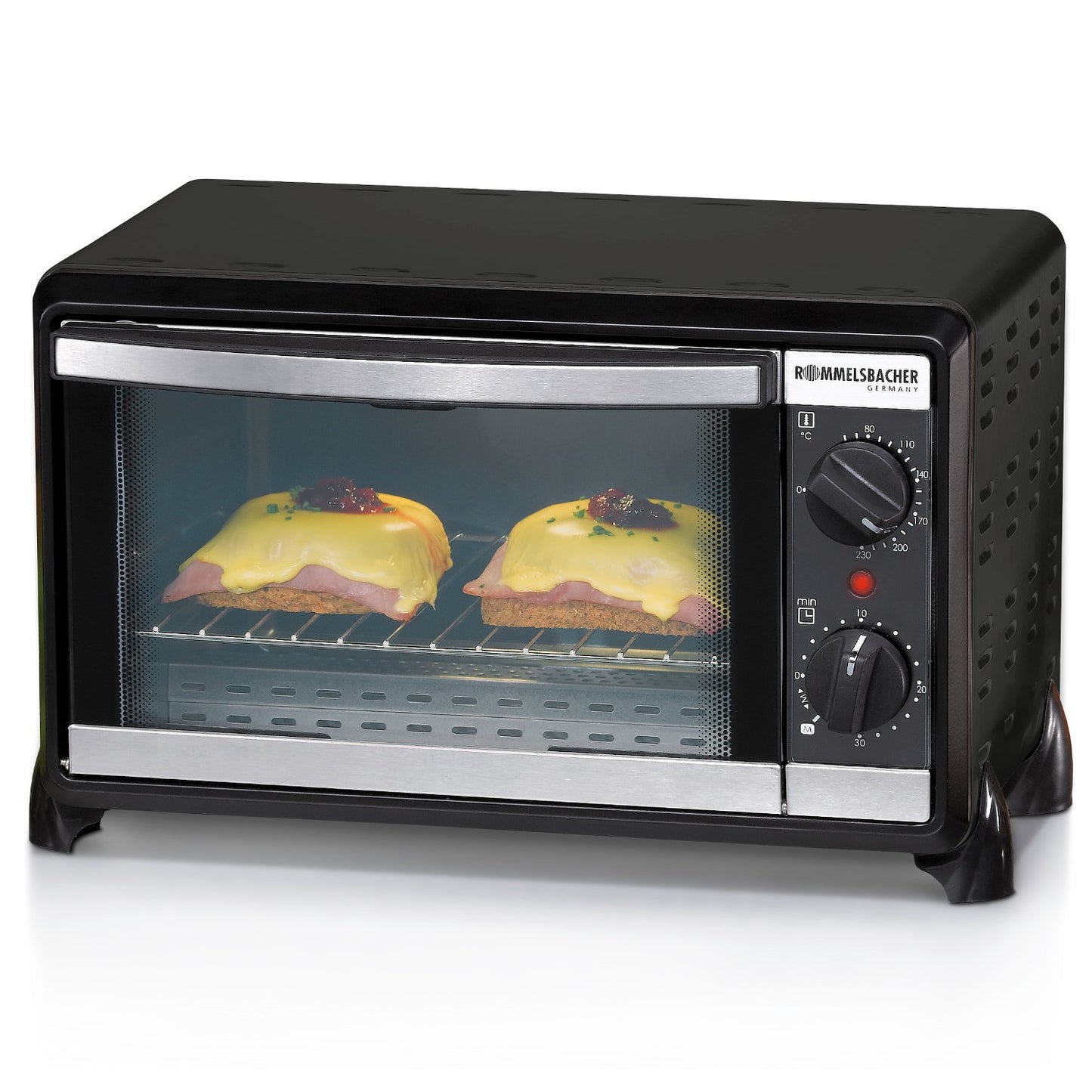 ROMMELSBACHER Kleinbackofen BG 950 "Speedy" - 10 litru cepšanas telpa, 2 kvarca sildīšanas elementi, temperatūra no 80-230 °, augšējā/apakšējā siltuma, taimeris, nelipīga cepšanas telpa, dubultā stiklošana