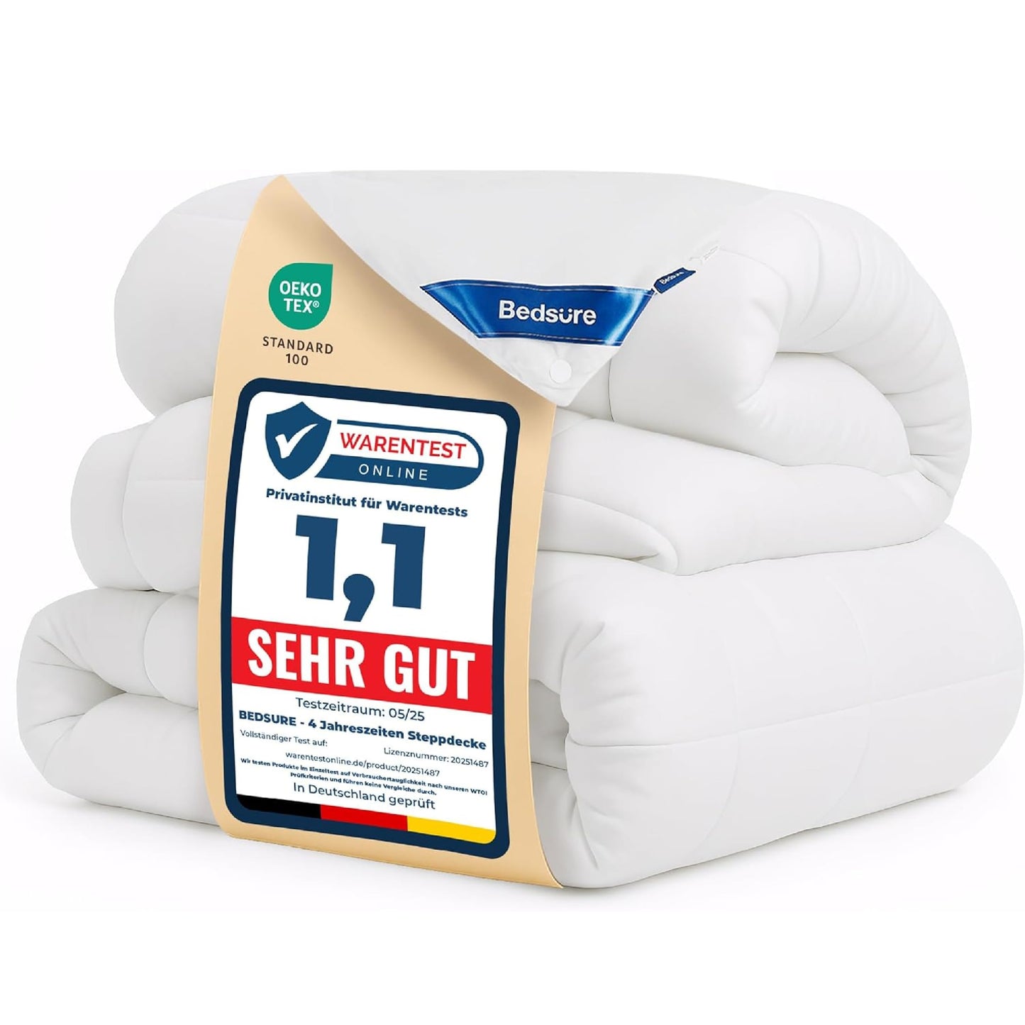 BEDSURE ziemas sega 135x200, 4 sezonu divdaļīga sega 450 g/m²