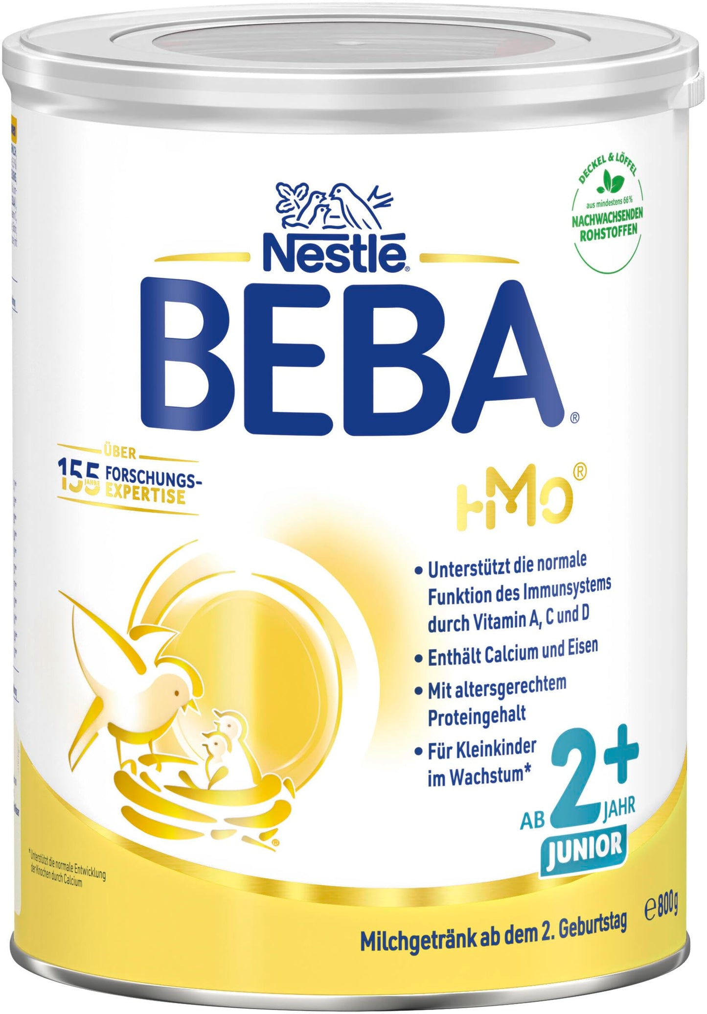 Bērnu piena dzēriens BEBA Junior 2+ no 2 gadu vecuma, ar HMO 2'-FL, tikai laktoze, bez palmu eļļas, 1 iepakojums (1 x 800 g)