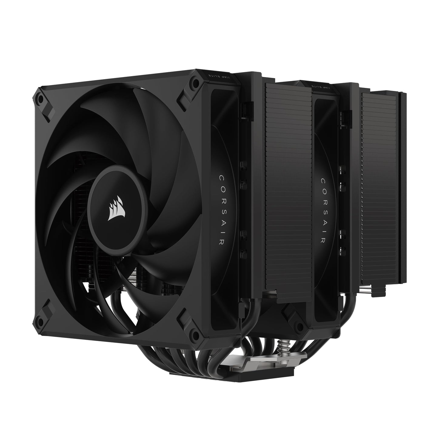 Corsair A115 CPU Cooler - High-performance tower, sliding fan mount, dual AF140 Elite fans, pre-applied thermal paste, black.