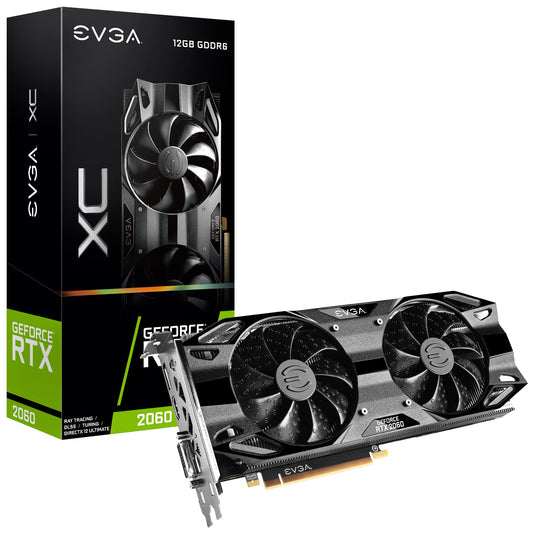 EVGA GeForce RTX 2060 12GB XC Gaming - 12GB GDDR6, dual fans, black metal backplate, 2-slot design